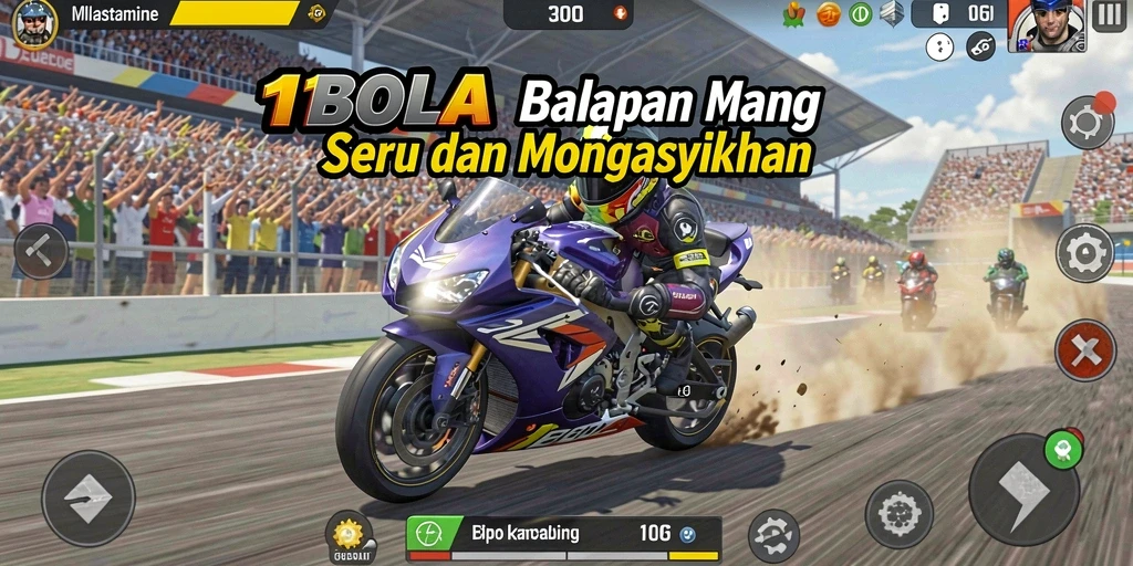Tampilan gameplay seru dalam balapan motor 11BOLA dengan trek yang menantang.