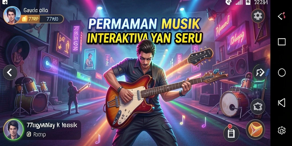 Tampilan gameplay 77RP yang menarik dengan berbagai pilihan lagu.