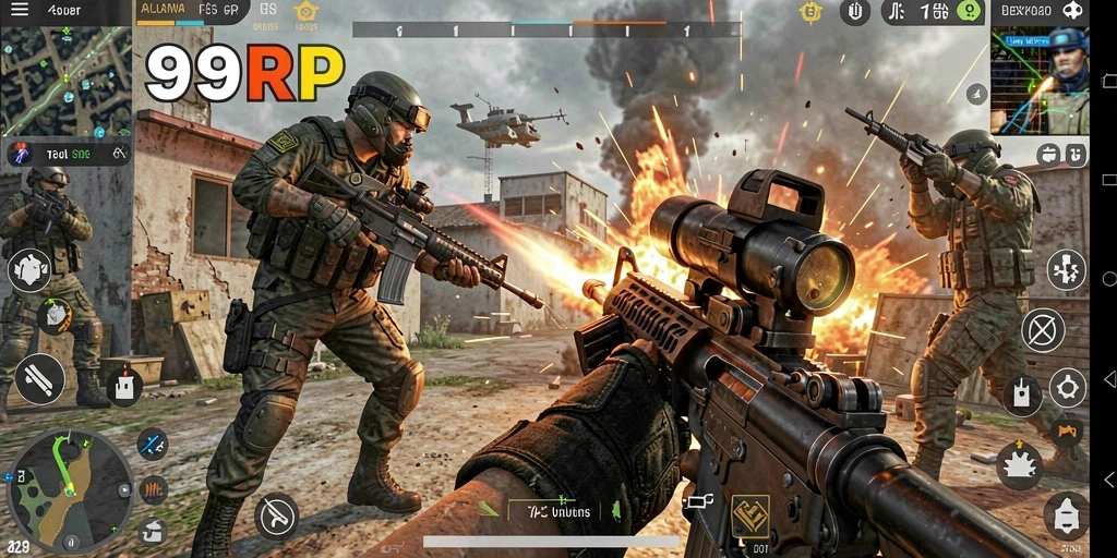 Tampilan gameplay menakjubkan dari 99RP dalam pertempuran FPS.