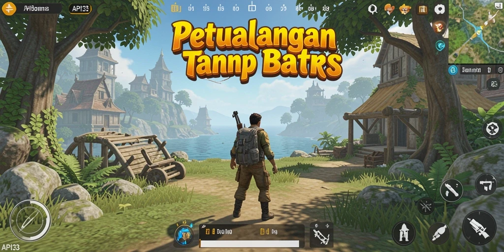 Tangkapan layar menampilkan aksi seru dalam dunia terbuka API33.