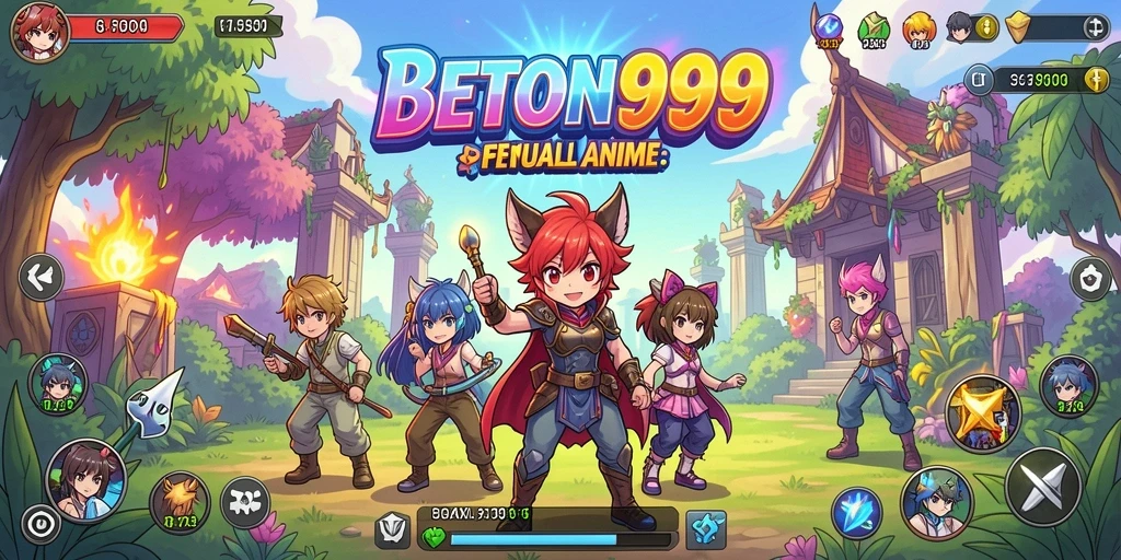 Tangkapan layar gameplay BETON999 menampilkan karakter Anime dalam aksi.