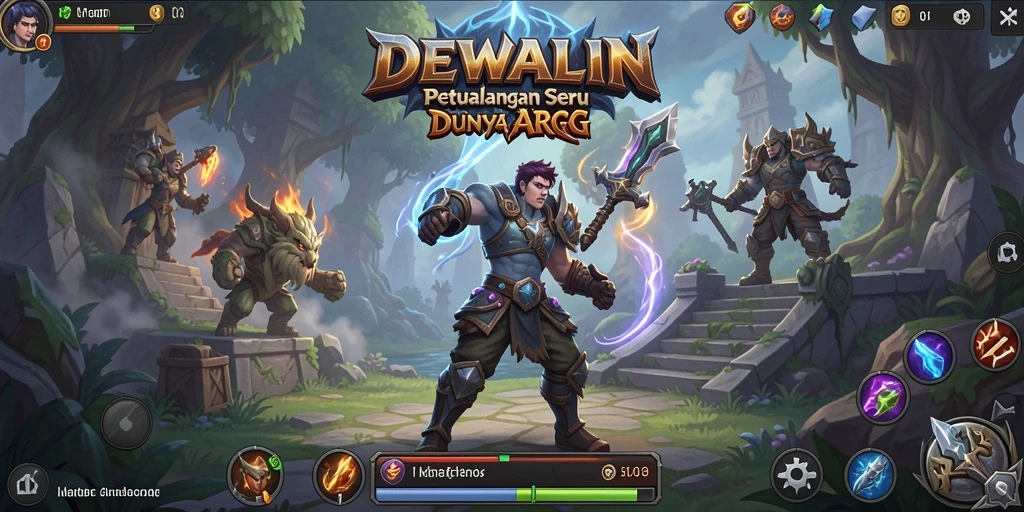 Screenshot gameplay seru DEWALIN yang menunjukkan aksi pertempuran.