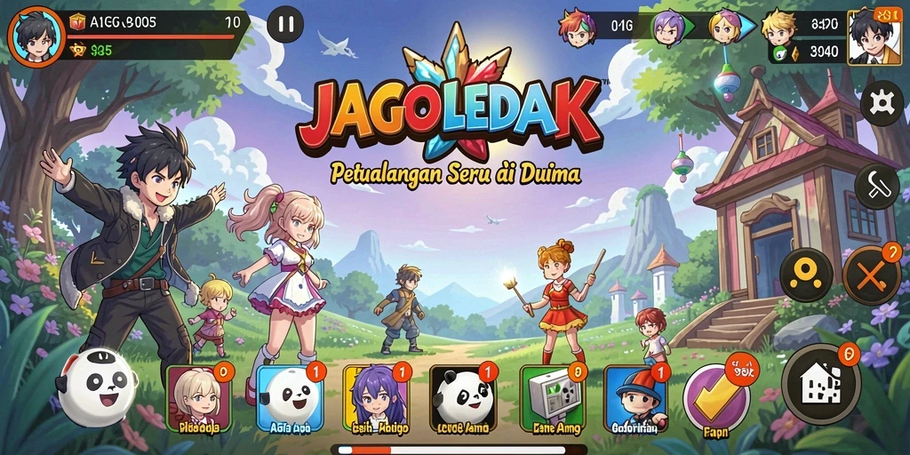 Gameplay seru JAGOLEDAK dengan karakter anime yang beraksi.