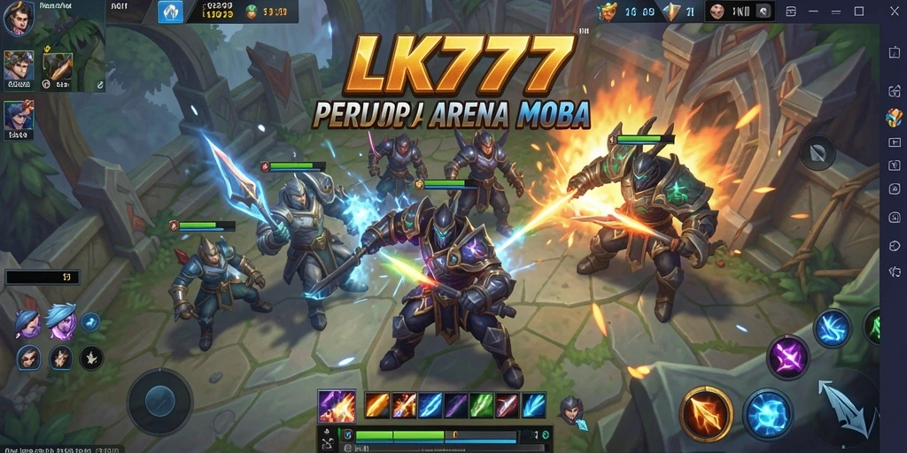 Screenshot menunjukkan aksi seru gameplay MOBA LK777.