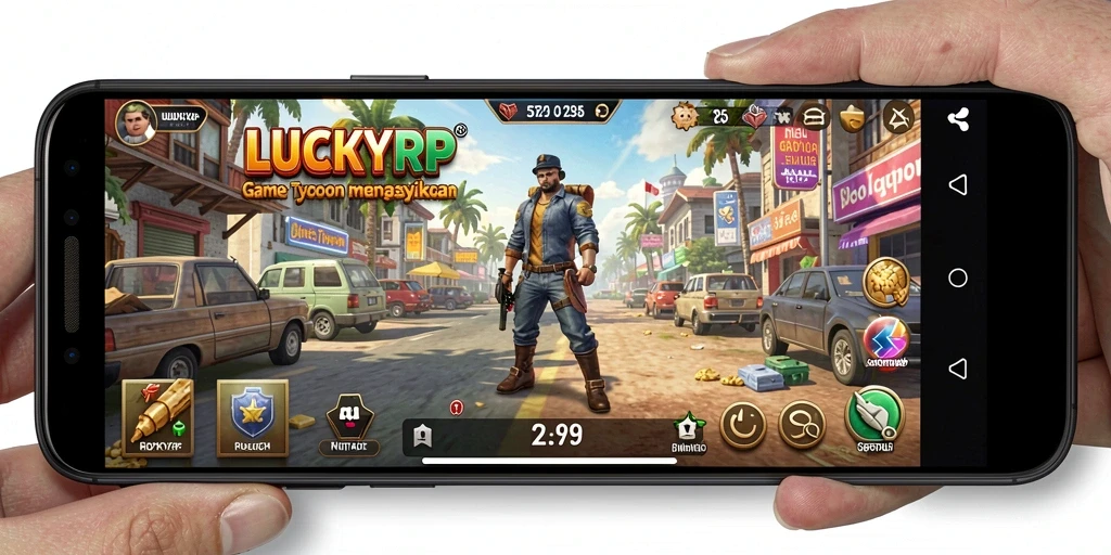Tampilan gameplay menarik dari LUCKYRP dengan elemen Tycoon.