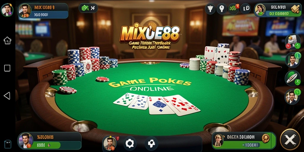 Menampilkan gameplay poker yang seru dan interaktif.