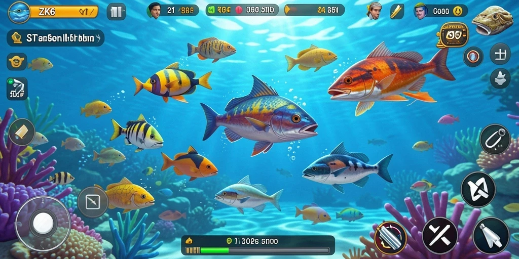 Tampilan gameplay ZK6 dengan aksi menembak ikan yang seru.