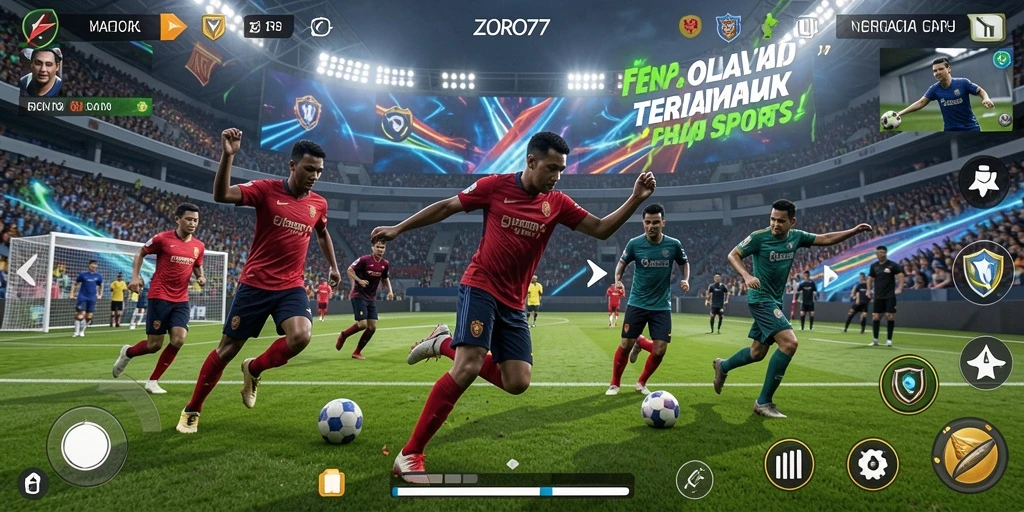 Tampilan gameplay ZORO77 dengan aksi olahraga yang mendebarkan.